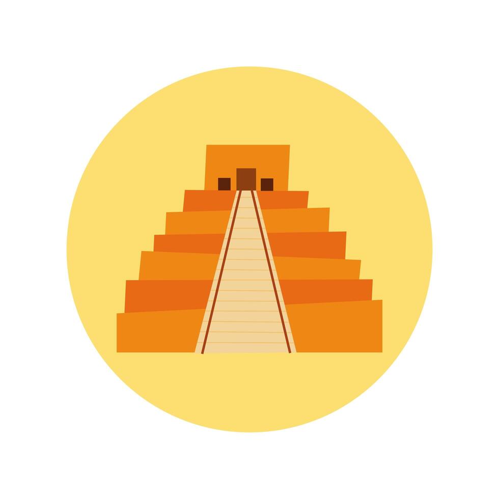 mexican pyramid culture block and flat style icon vector