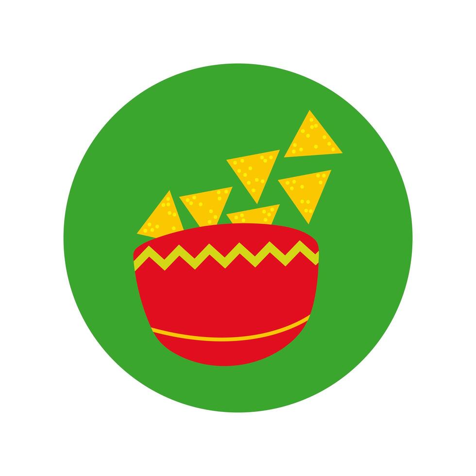 nachos mexican food block and flat style icon vector