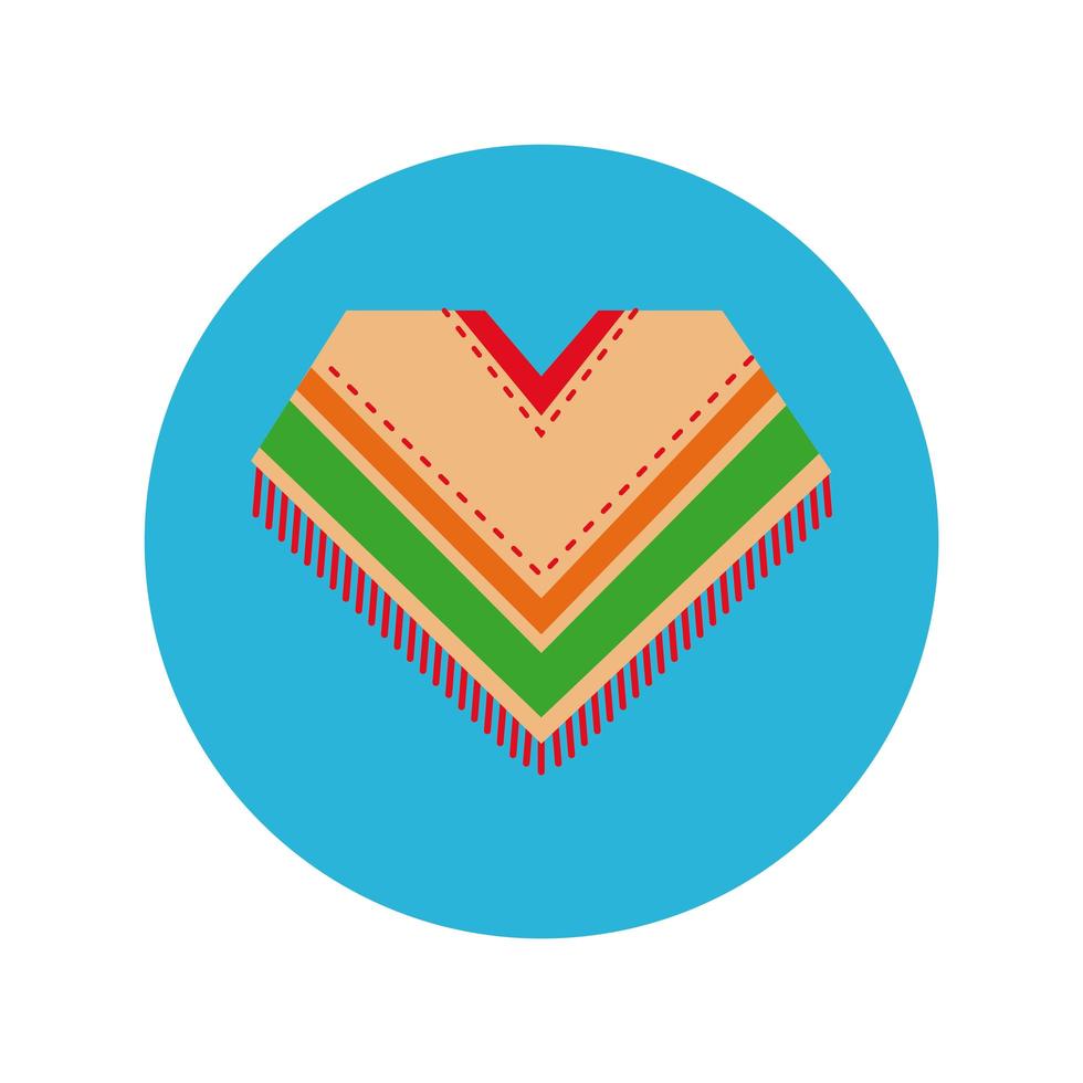 mexican culture poncho block and flat style icon vector