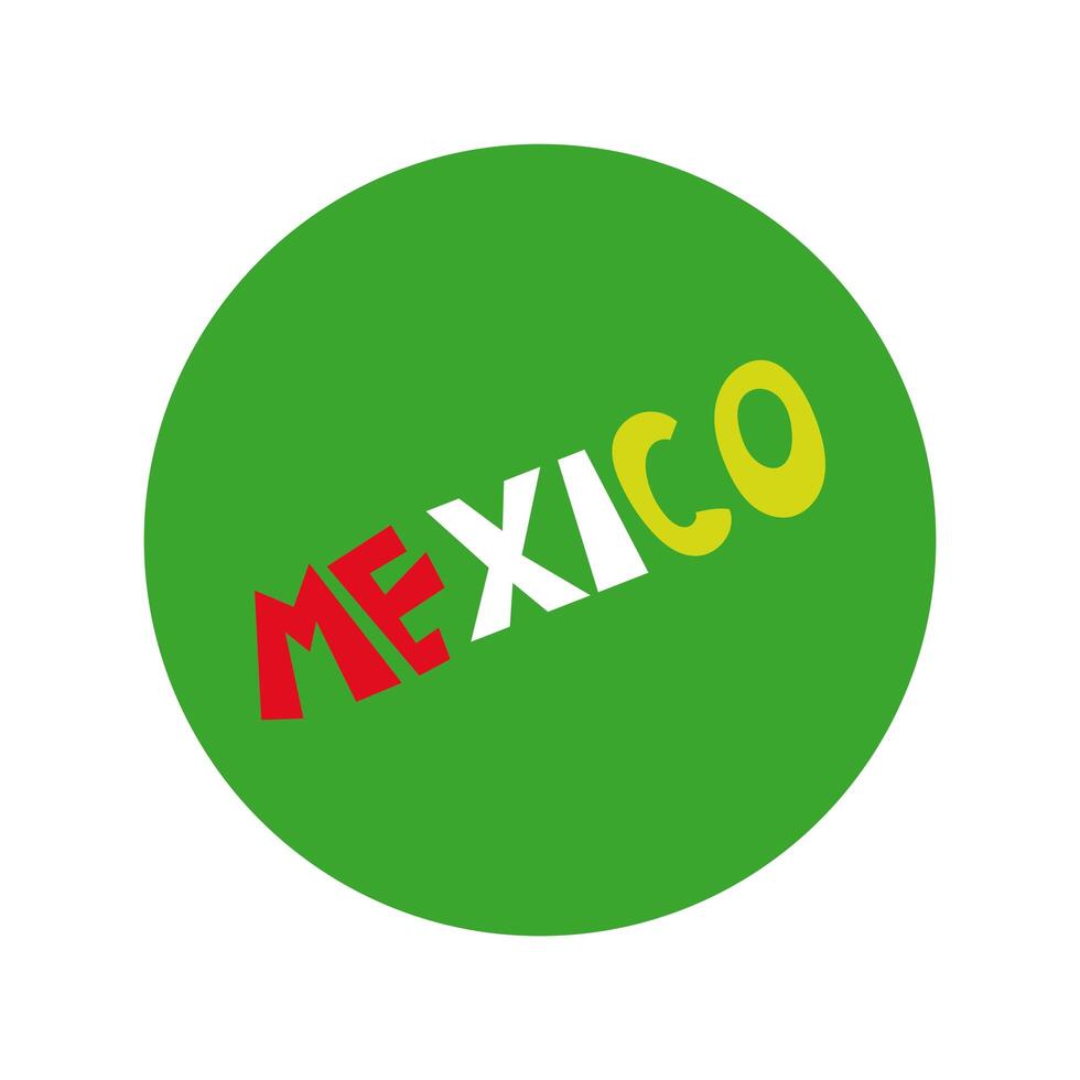 mexico word block and flat style vector