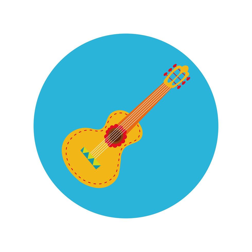 bloque de instrumentos musicales de guitarra e icono de estilo plano vector