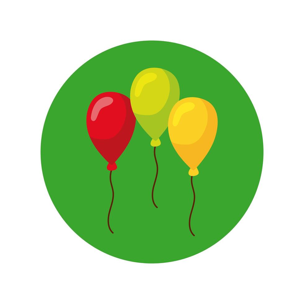 Globos de bloque de helio y estilo plano. vector