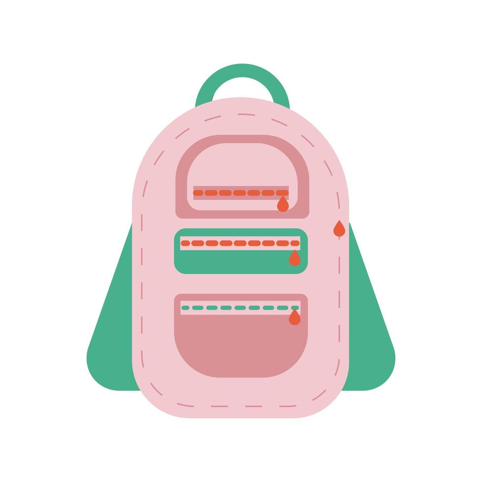 mochila escolar suministro educación estilo plano vector