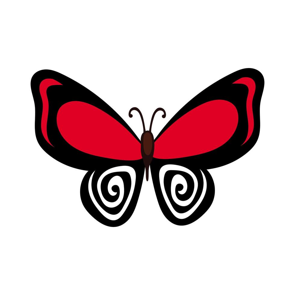 beautiful butterfly insect red flat style icon vector