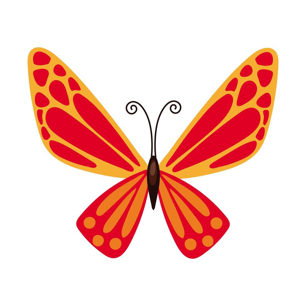 hermoso icono de estilo plano de insecto naranja mariposa vector