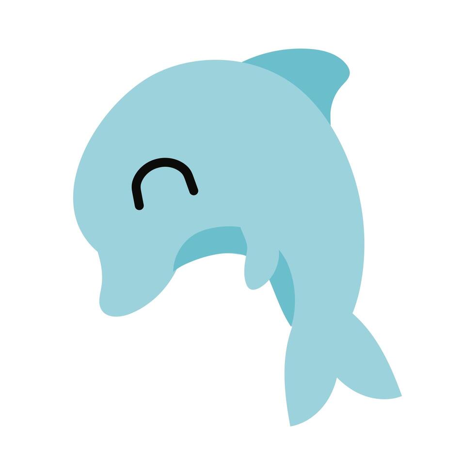 cute dolphin sea life animal flat style vector