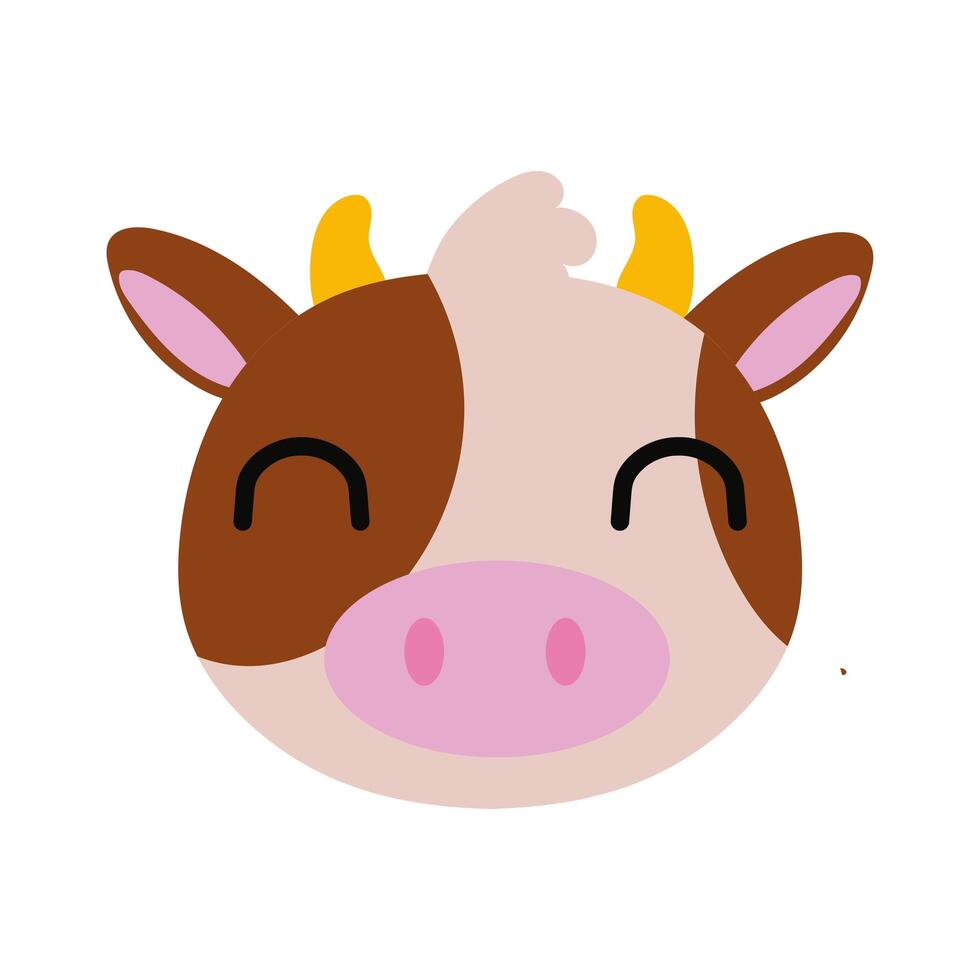 lindo, vaca, granja, animal, estilo plano, icono vector