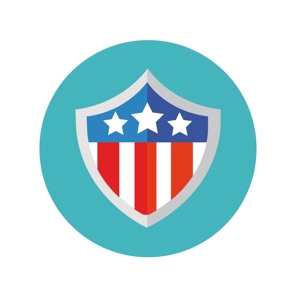 shield with usa flag block and flat style vector