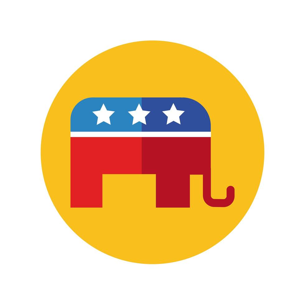 elephant with usa flag block and flat style vector