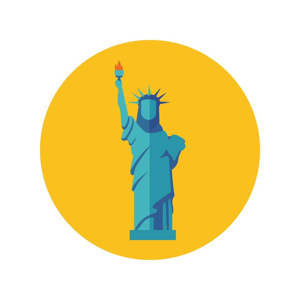 bloque de estatua de la libertad de nueva york y estilo plano vector