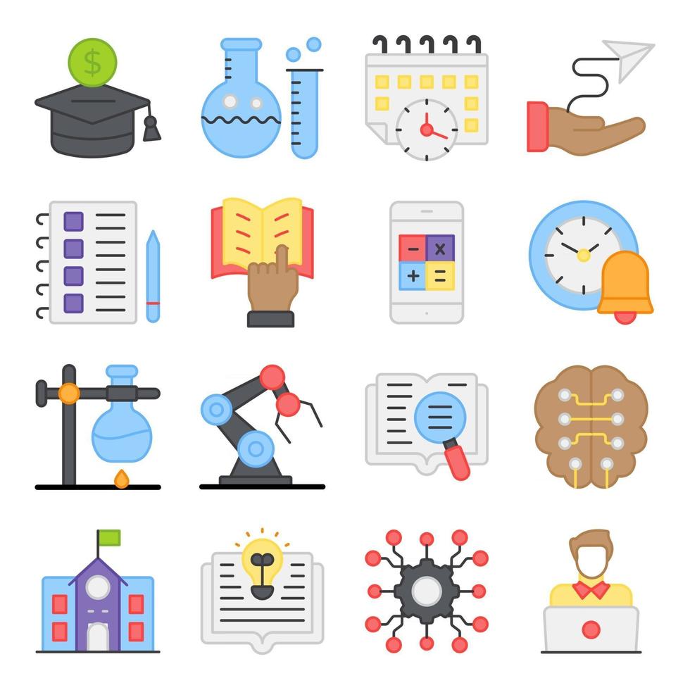 Pack of School And Education Flat Icons vector
