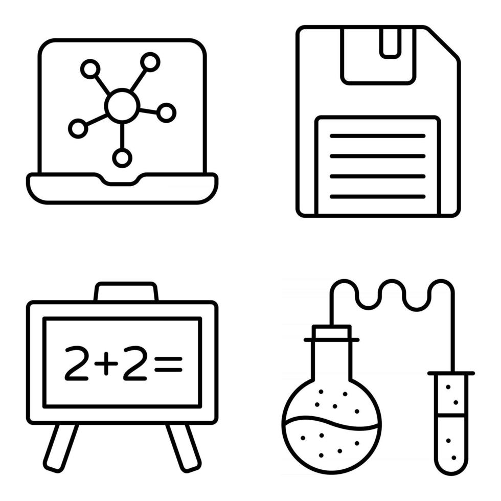 Pack of Binary Idea Linear Icons vector