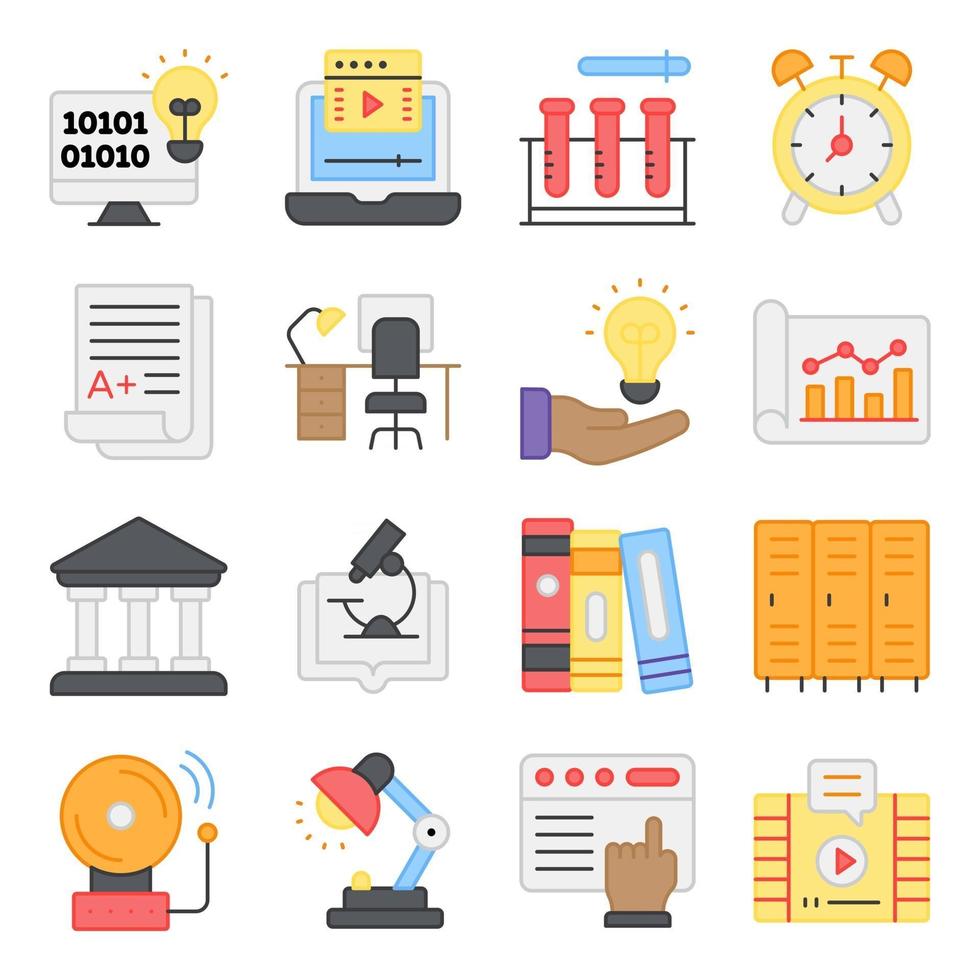 Pack of Binary Idea Flat Icons vector