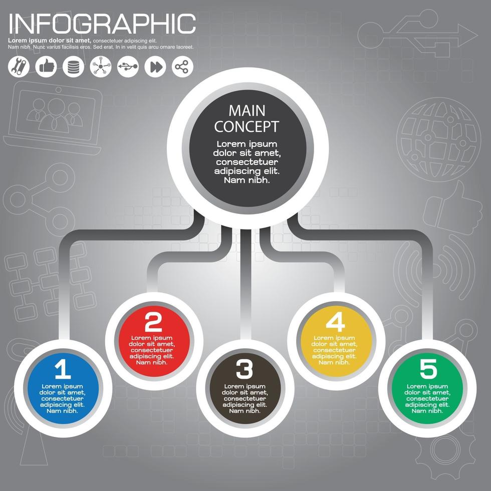 Plantilla de infografía vectorial para el concepto de negocio de gráfico de presentación de gráfico circular vector