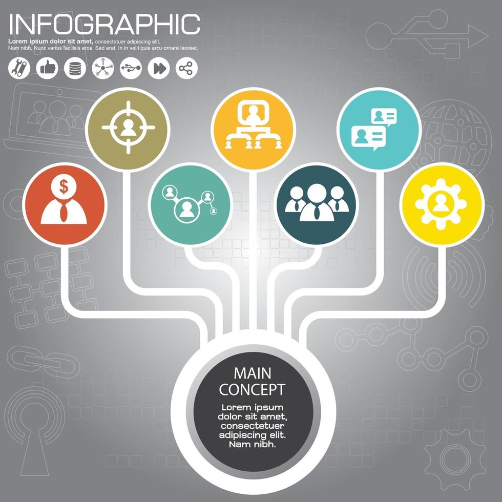 Plantilla de infografía vectorial para el concepto de negocio de gráfico de presentación de gráfico circular vector