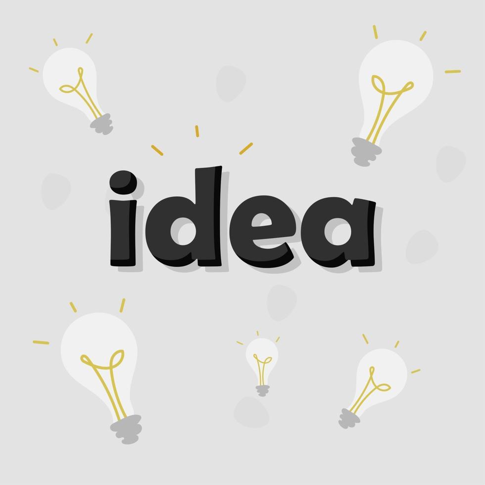 lettering idea and light bulbs vector