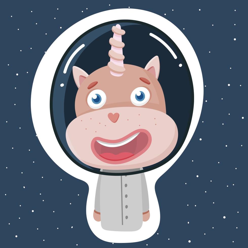 A cute unicorn in a spacesuit for space flight vector