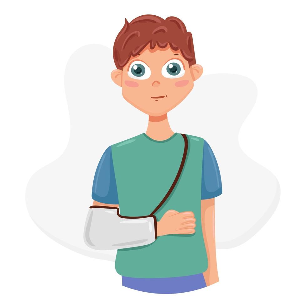 A man with a broken arm Hand in a cast vector