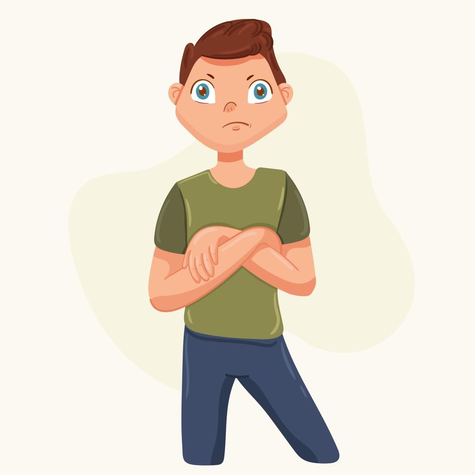 A man with hands on his chest vector