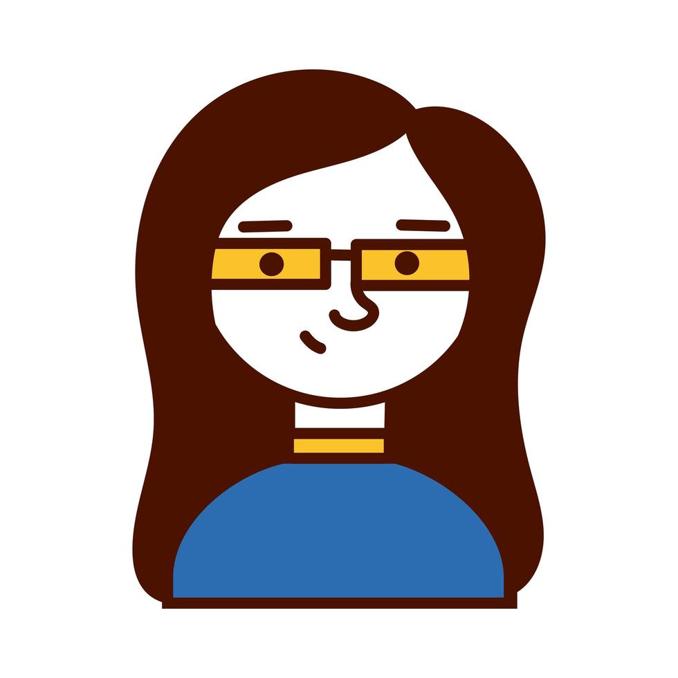 woman female with eyeglasses avatar character vector