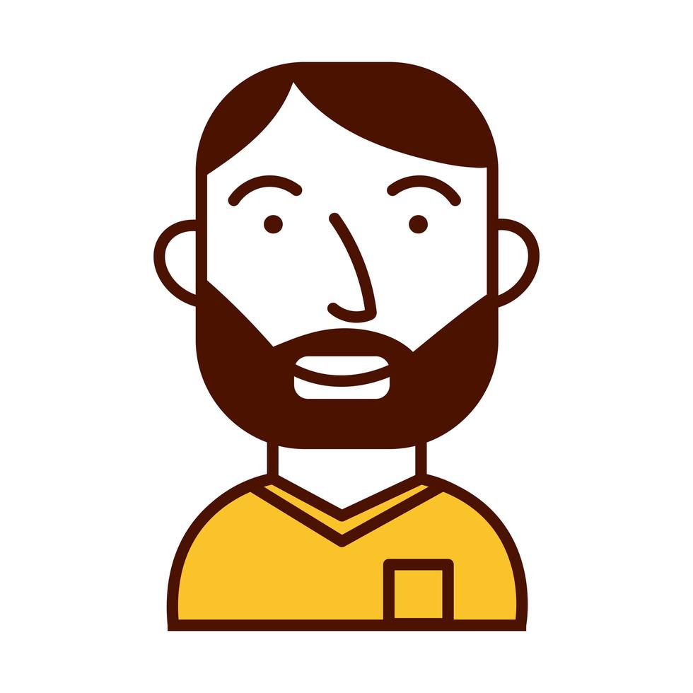 young man bearded avatar character icon vector