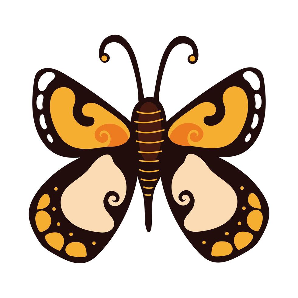 beautiful butterfly orange insect flat style icon vector