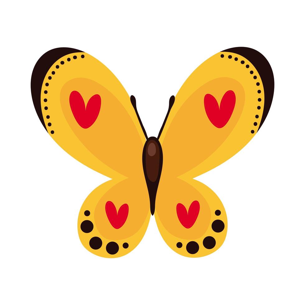 beautiful butterfly yellow insect flat style icon vector