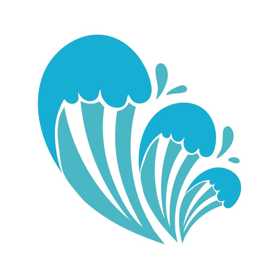 water waves ocean flat style icon vector