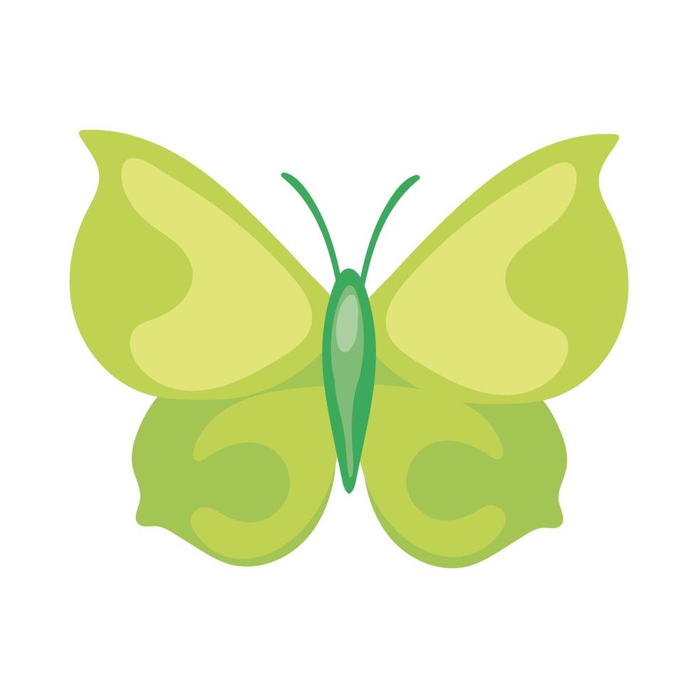 hermoso icono de estilo plano de insecto verde mariposa vector