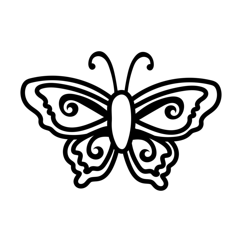 hermoso icono de estilo de línea de insecto mariposa vector