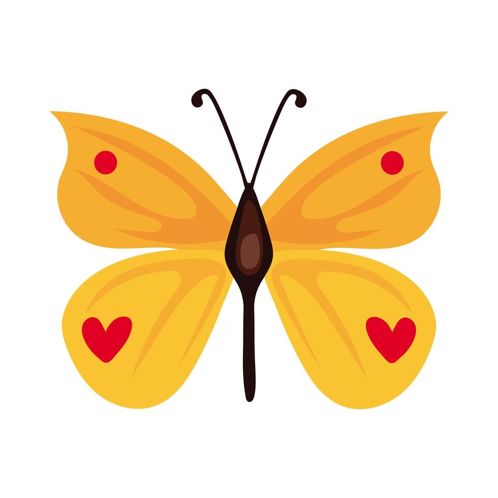 hermoso icono de estilo plano de insecto amarillo mariposa vector