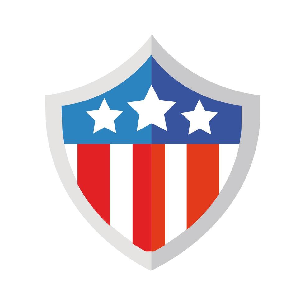 shield with usa flag flat detailed style vector