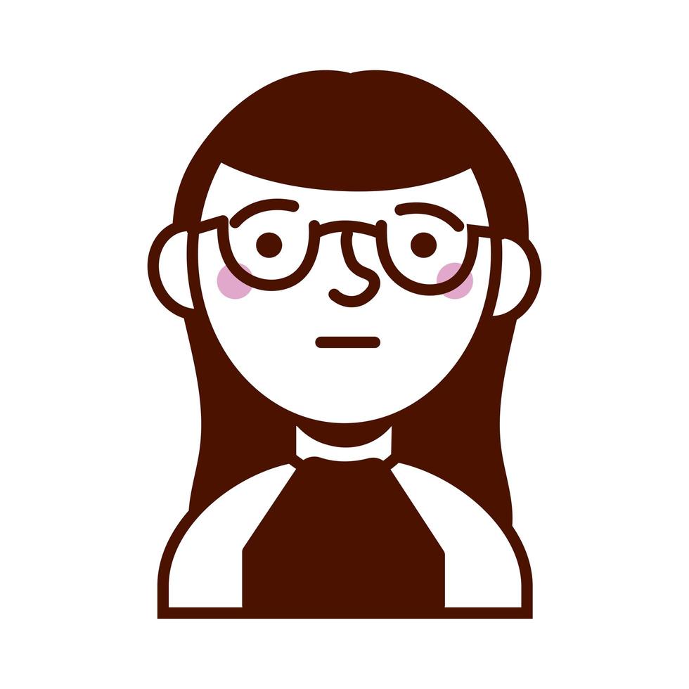 mujer mujer con anteojos avatar personaje vector