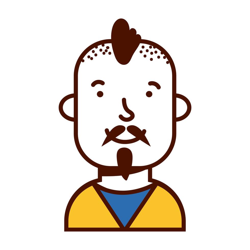young man with crest with mustache avatar character vector