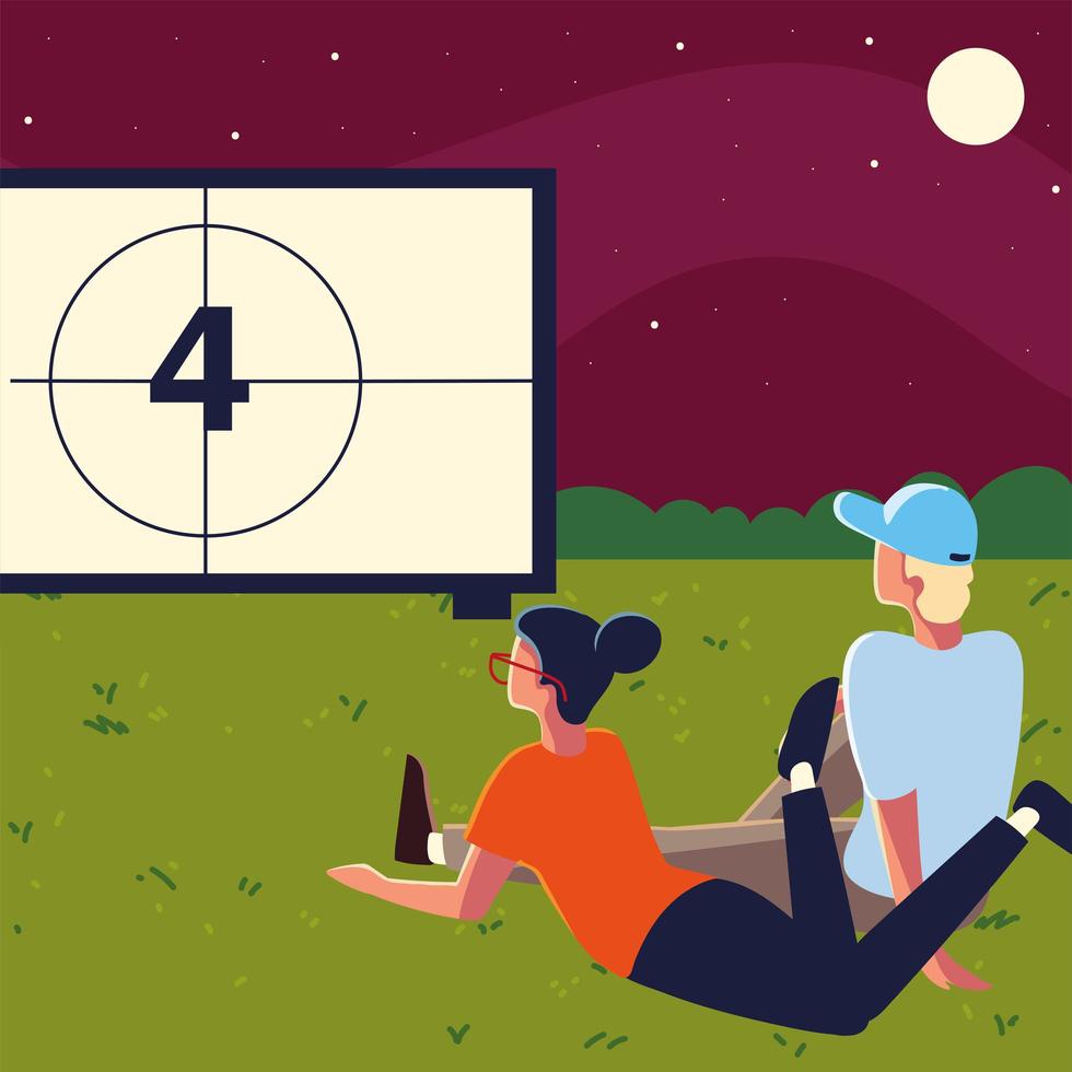 open air movie vector