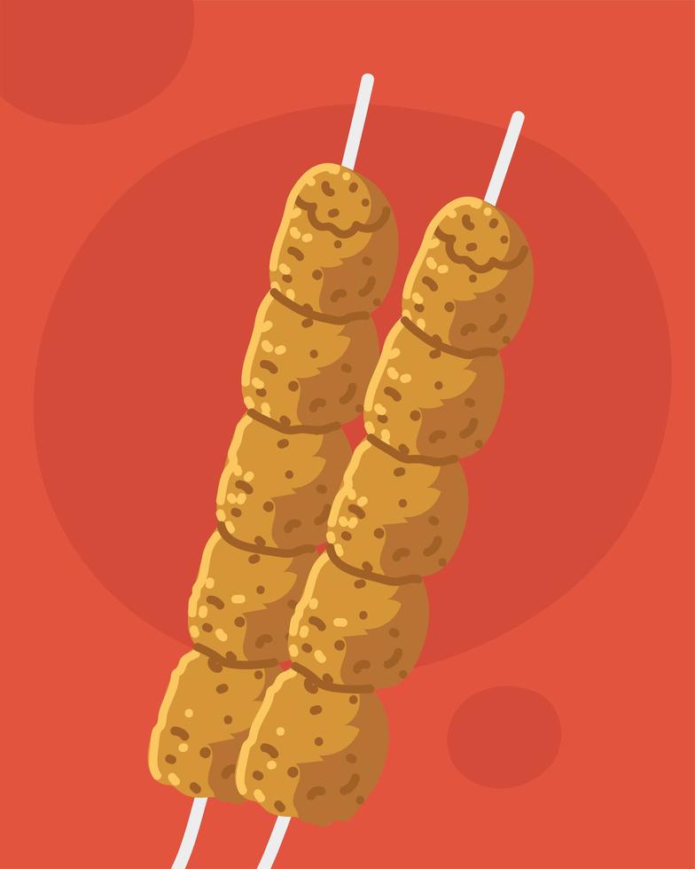 arabic kebab sticks vector