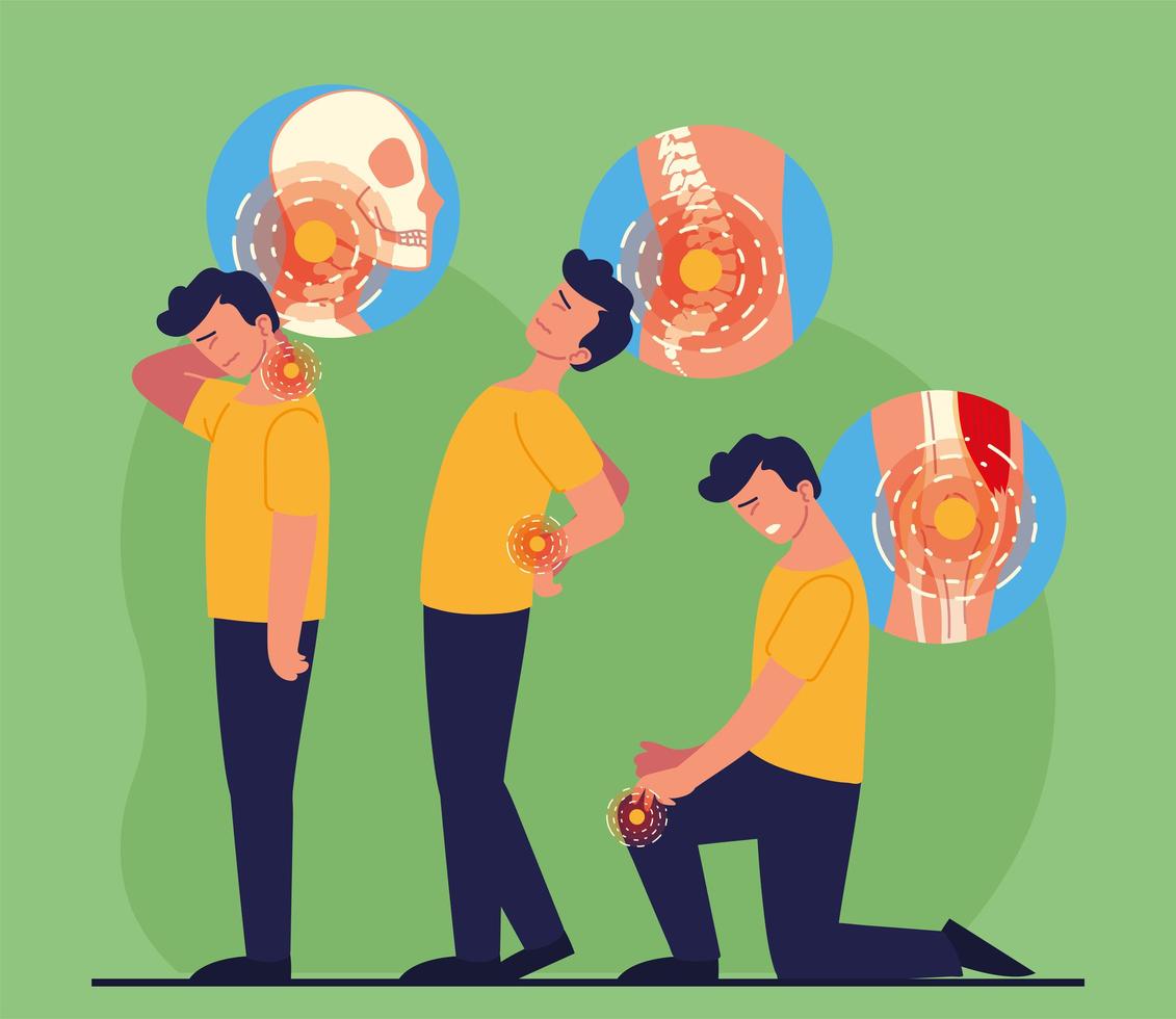 men with pain icon set vector