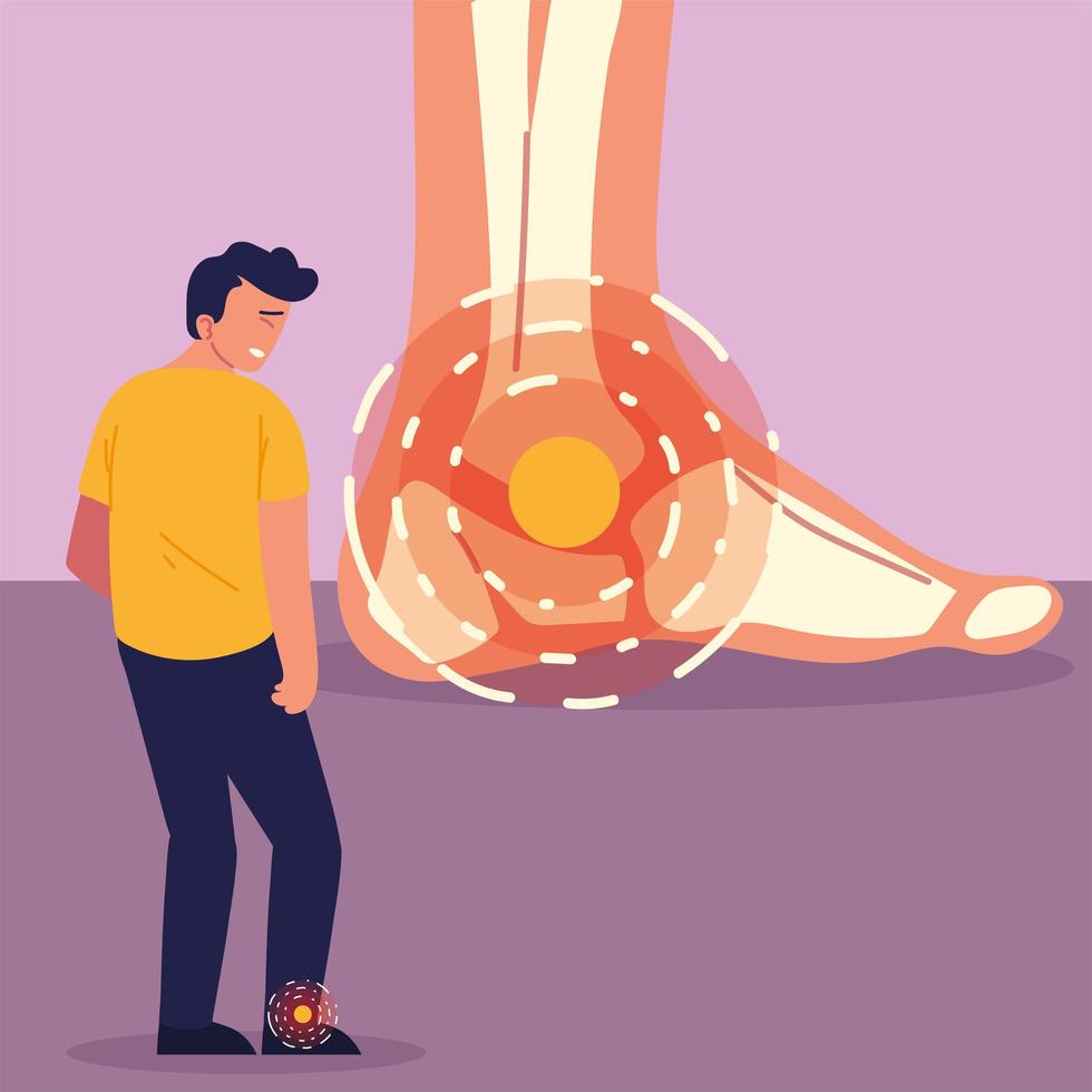 man with ankle pain vector