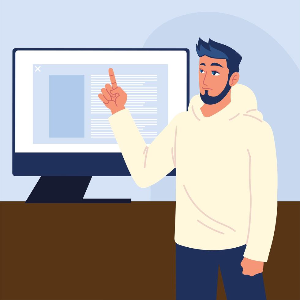 man with computer vector