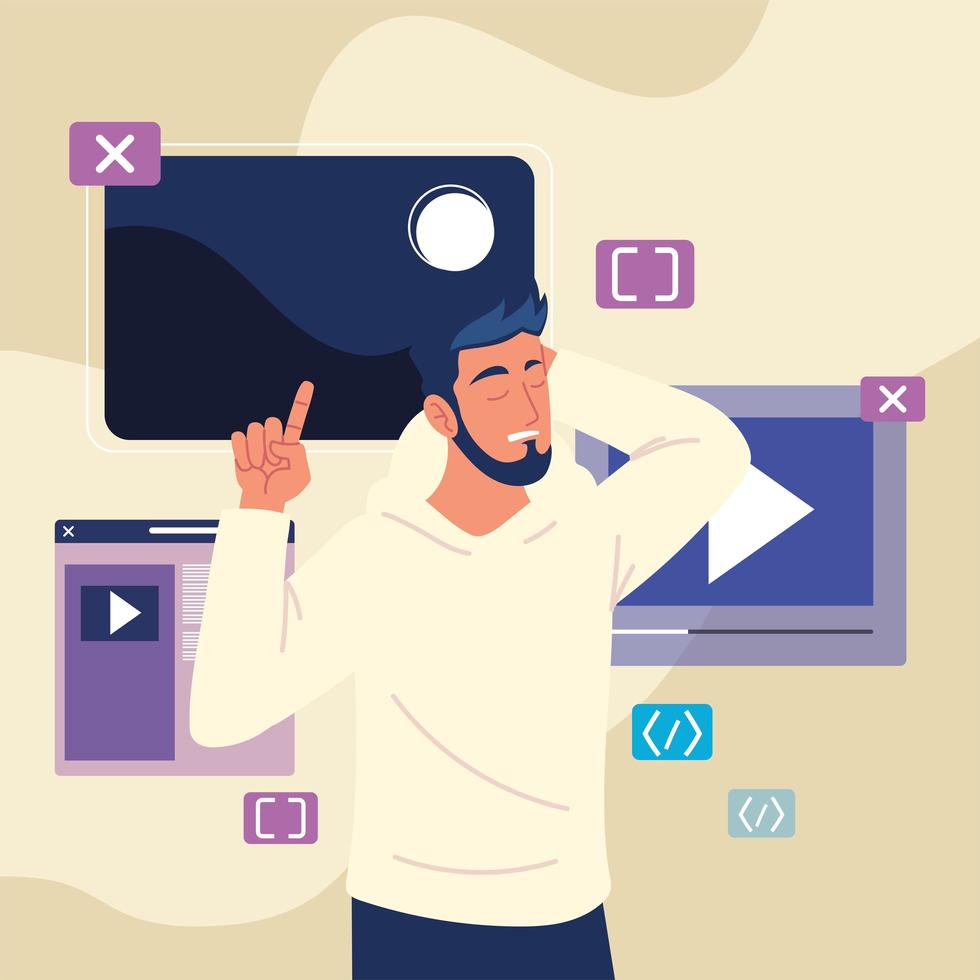 man with codes and websites vector