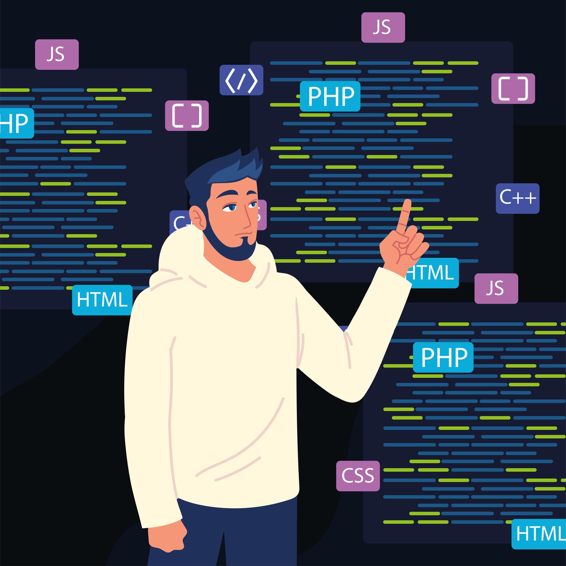 man and html codes 2590147 Vector Art at Vecteezy