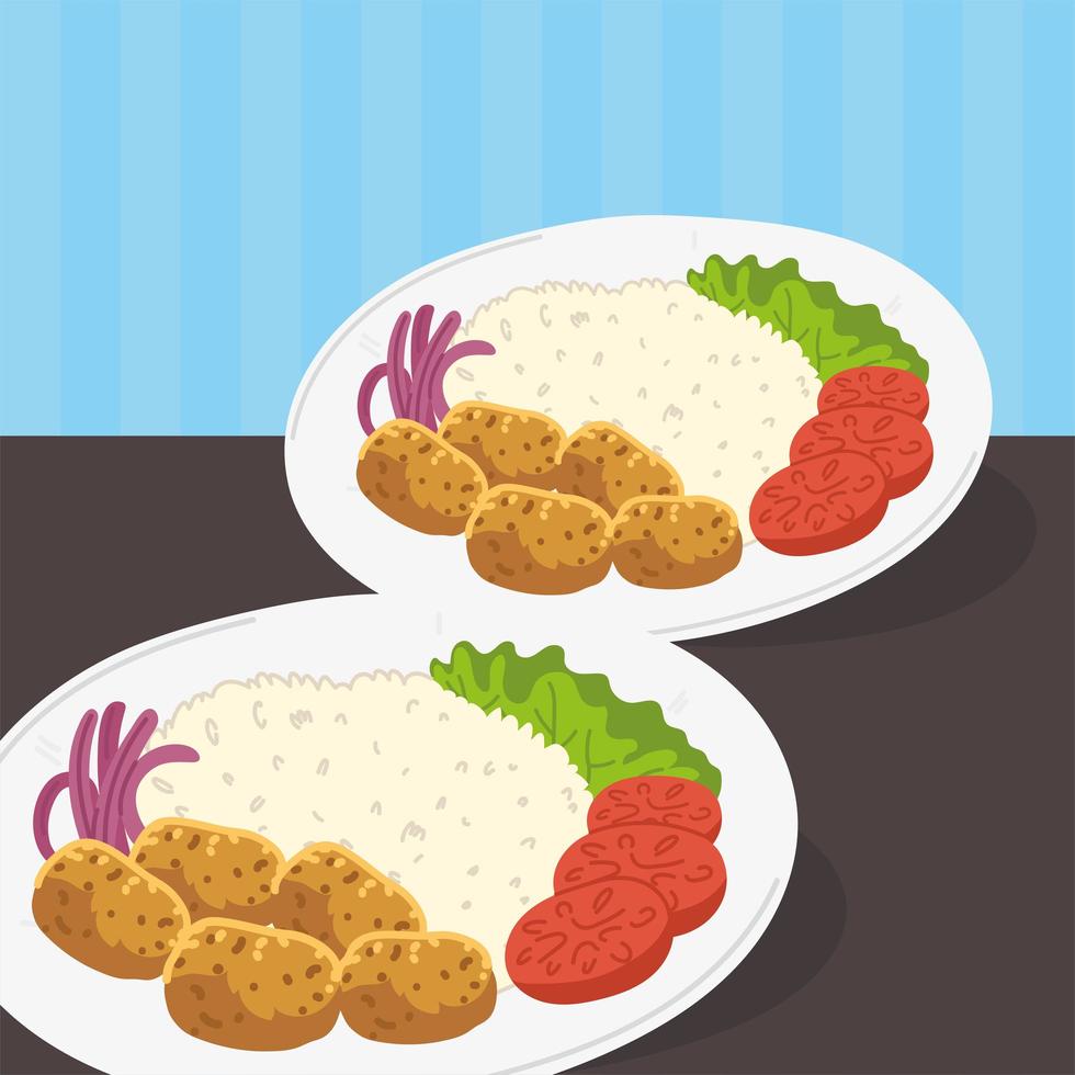 arabic food plates vector