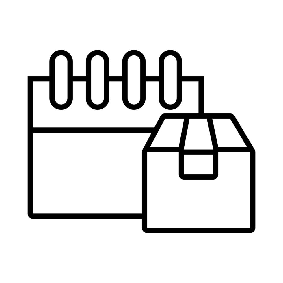 calendar with box carton delivery service line style vector