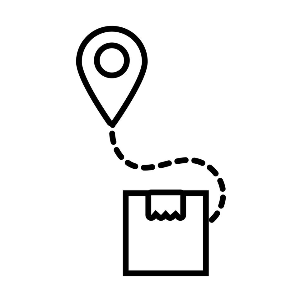 pin location with box delivery service line style vector