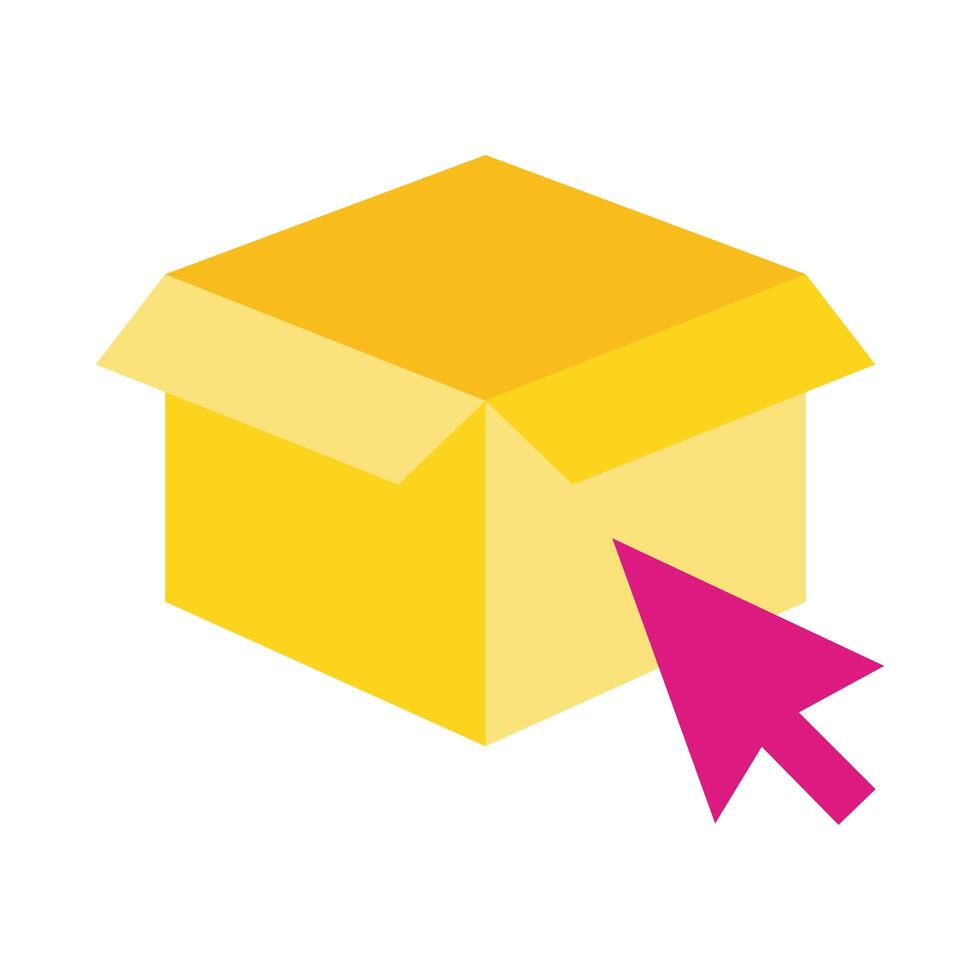 box carton delivery with arrow mouse flat style vector