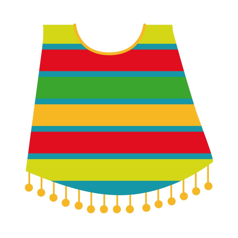 mexican culture poncho hand draw style icon vector