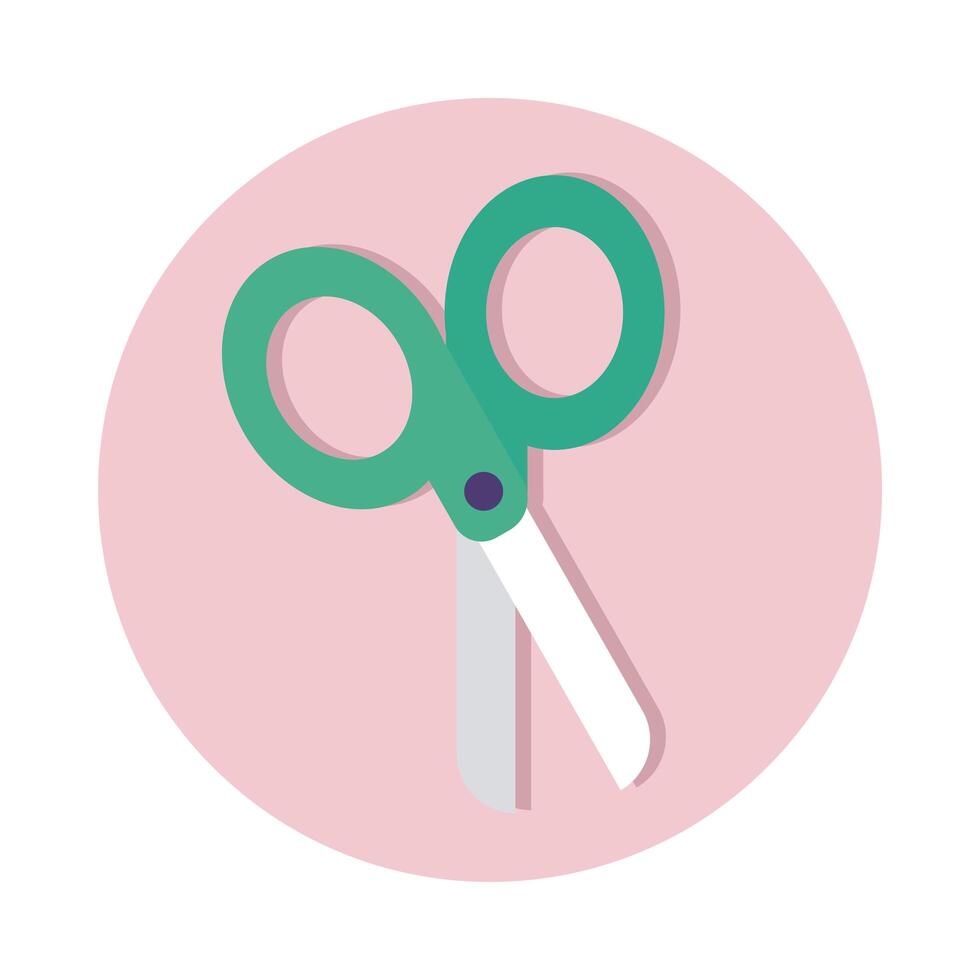 scissors school supply block and flat style vector