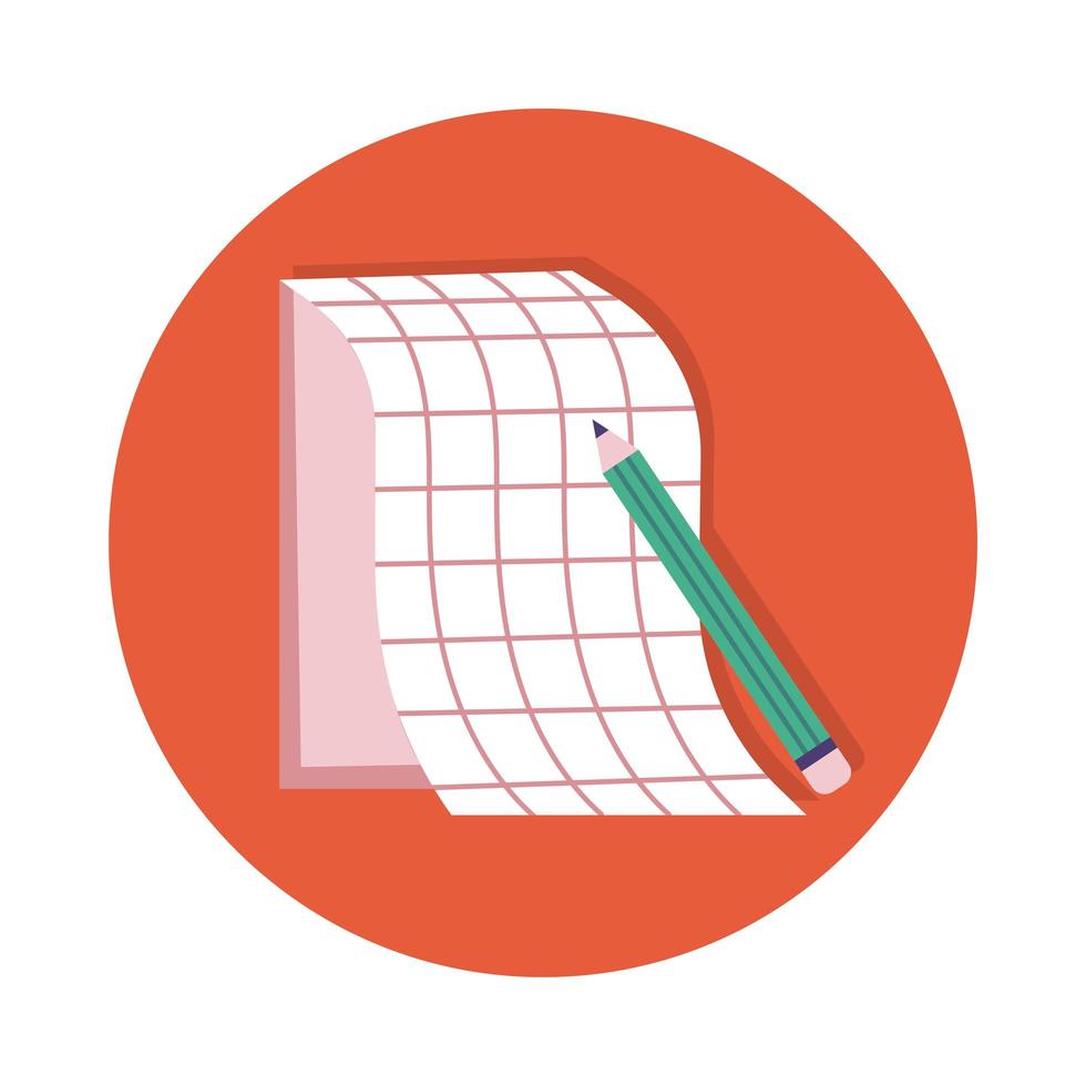 note book with pencil block and flat style vector