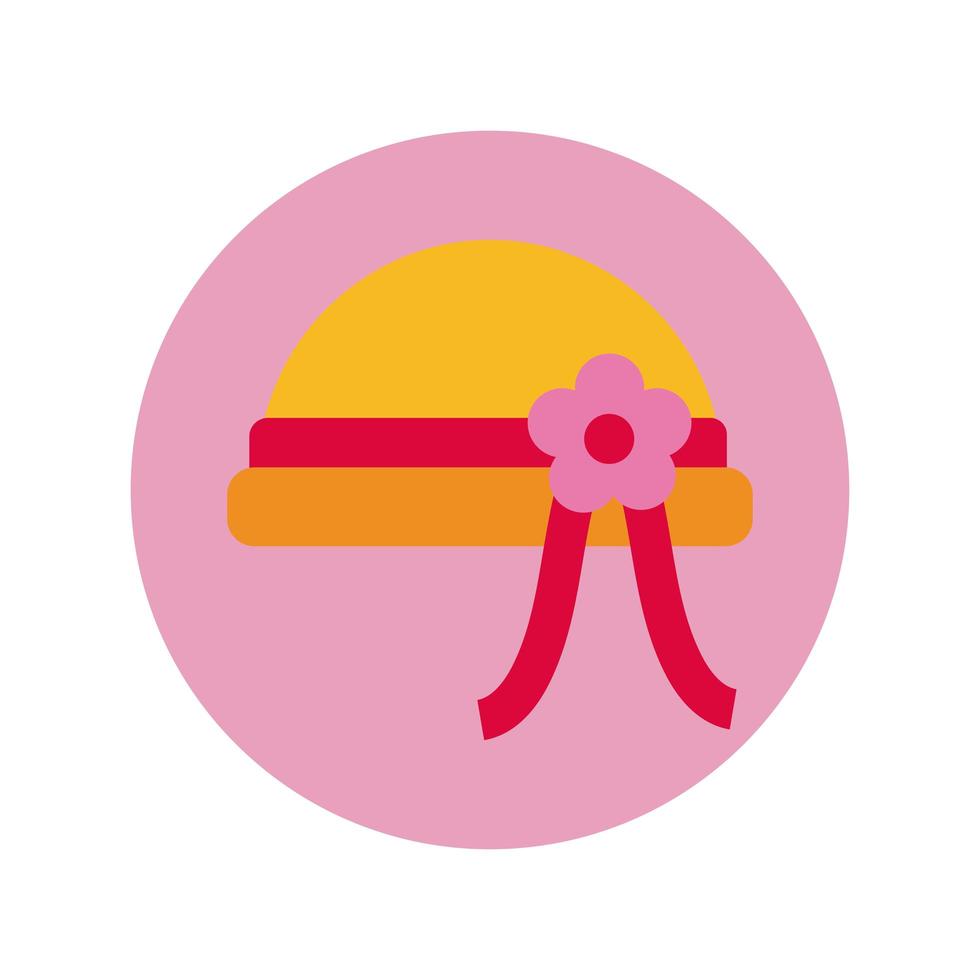 female hat accessory block and flat style icon vector