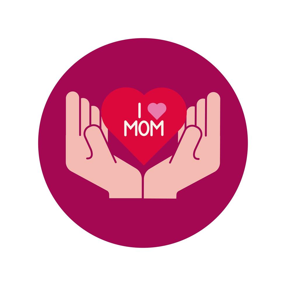 mother day hands lifting heart block and flat style icon vector